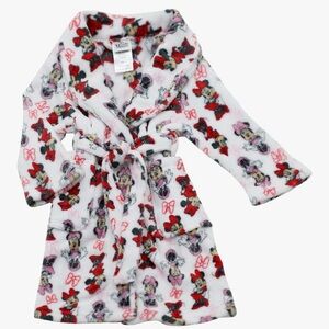 Disney Minnie Mouse plush Robe - 4T White and Red